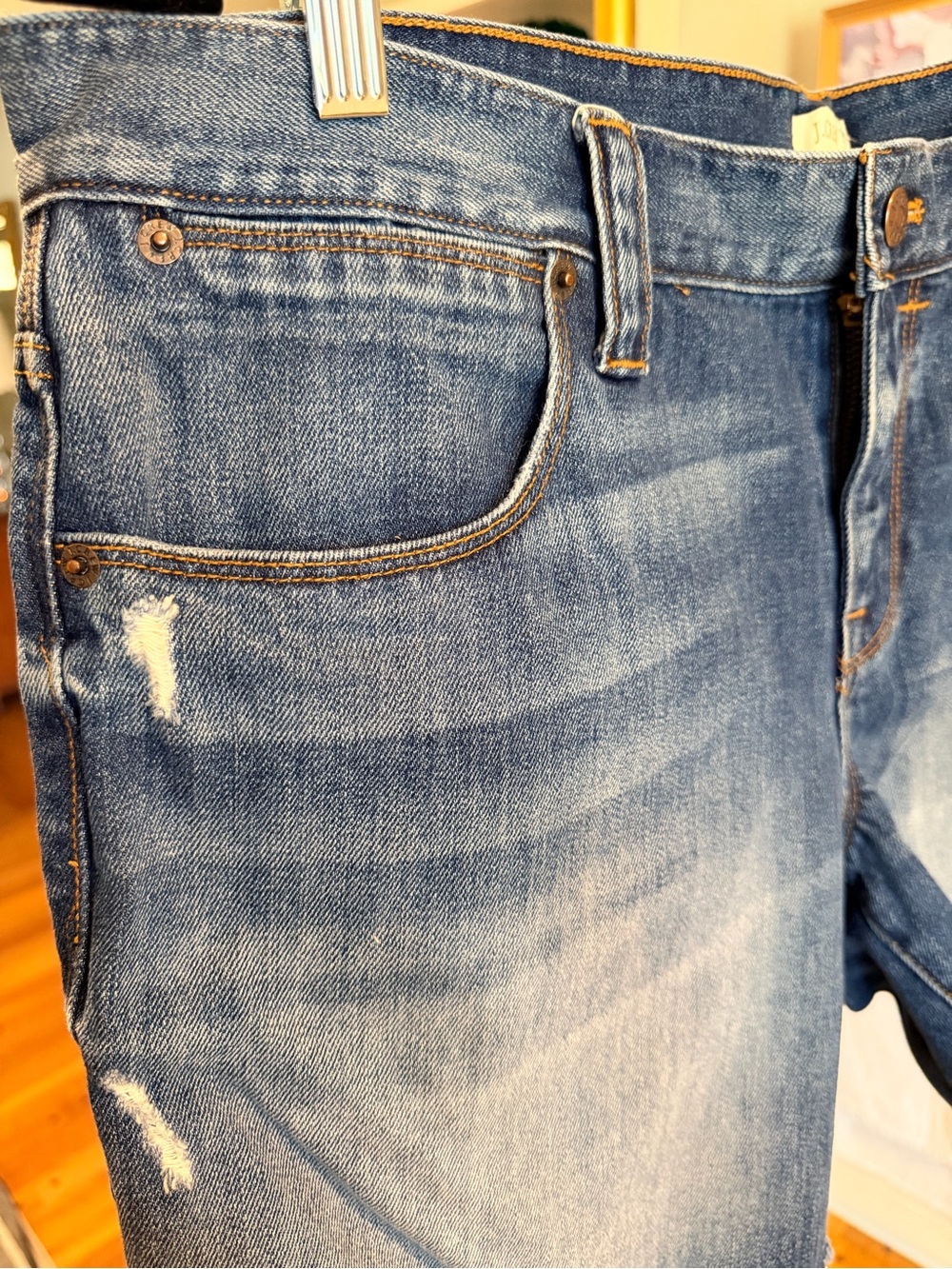 J. Crew Women's Medium Blue Distressed Denim Shorts - Picture 2 of 10